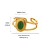 Anillo de Acero Inoxidable Chapado en Oro Abierto, Piedra Natural Turquesa, Moda Nueva Transfronteriza, Personalizado, Versátil y de Gama Alta