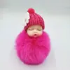 Llavero de Muñeca Durmiente Linda de Imitación de Piel de Conejo Rex Hecha por el Fabricante Colgante de Bola de Pelo para Bolso de Bebé Niña Durmiente Linda Regalo