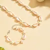Pulsera Tejida Estilo Bohemio de Playa Transfronteriza Imitación de Concha Turquesa Tortuga Marina Estrella de Mar Collar Festivo Estilo Oceánico para Mujer