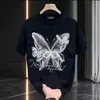 Nova camiseta da moda Verão 2025, marca popular, masculina de manga curta, corte solto, gola redonda de peso pesado, top estiloso e descolado, camiseta da moda
