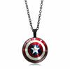 Colar Escudo do Capitão América Gema do Tempo Joias Europeias e Americanas Femininas Moda Masculina e Feminina Pingente de Vidro Joia de Corrente para Clavícula