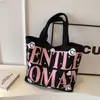 Nova Bolsa Fashion de Letras Versátil Grande Capacidade Bolsa Tote para Estudante Feminina Bolsa de Lona Bolsa Grande Capacidade