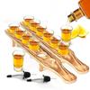 Bandeja Copo Bullet Transfronteiriça Prato de Coquetel de Madeira Dispensador de Copo de Vinho Tequila Porta-Vinho com Rack de Madeira