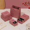 Caja de joyería azul y rosa al por mayor, para collares, pendientes, anillos, joyas, regalo, embalaje.