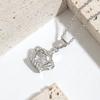 18K Rose Gold Set Micro Stone Smart Pingente Clavícula Cadeia Simples Luz Luxo Design Sentido Batendo Coração Coroa Colar