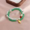 Nueva pulsera china con topacio aguamarina y colgante del zodiaco de la serpiente, pulsera de cristal rosa, doble círculo, pequeña, fresca y a la moda, combina con todo.