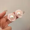 Pendientes de Flor de Tela de Gasa Dulce Estilo Coreano Pendientes con Pasador de Plata 925 Pendientes de Clip Pendientes de Diseño de Nicho Elegante