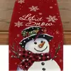 Camino de mesa navideño nuevo transfronterizo de Amazon, directo del fabricante, mantel con estampado de muñeco de nieve invernal y Papá Noel
