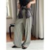 Verano Nuevo Estilo Coreano Perezoso Rayado Seda de Hielo Pantalones de Pierna Ancha Frescos Caída Sueltos Adelgazantes Cómodos Pantalones Largos para Mujer