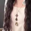 Colar Boêmio Retrô Estilo Hong Kong Pingente Borboleta de Cerâmica Colar para Mulheres Novo Estilo Étnico Colar Longo