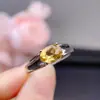 Anillo de Citrino Amarillo Natural con una Piedra Suelta Completamente Limpia en la Cara del Anillo, Tamaño 6*8mm, Hecho de Plata de Ley 925 Chapada en Oro de 18K