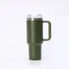 Taza para Coche de 40 oz, Taza con Asa de Doble Capa de Gran Capacidad, Taza Portátil para Exteriores con Aislamiento al Vacío y Popote, Acero Inoxidable 304