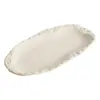 Prato de Jantar Cerâmico Queimado em Forno de Fábrica, Prato para Peixe, Prato de Servir, Prato para Peixe Cozido no Vapor, Prato Oval Criativo com Padrão de Pedra, Prato para Salteados