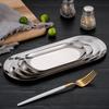 Prato de armazenamento de joias Nordic Ins, prato de sobremesa Dim Sum, prato de toalha dourado para churrasco, prato oval de aço inoxidável para áreas externas