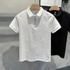 Camisa Polo Fina de Verano de Marca de Moda de Manga Corta para Hombre Versátil Nueva Casual con Cuello de Solapa Jacquard de Negocios Camiseta para Hombre