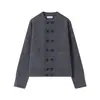Suéter de cachemira retro de doble botonadura, mezcla de lana, unisex, corte relajado, cuello redondo, cárdigan tejido