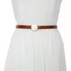 Novo cinto de couro genuíno feminino para todos os jogos Couro envernizado feminino simples decorativo com fivela redonda com casaco de saia em estoque