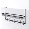 Estante de almacenamiento de hierro forjado para colgar en la puerta, no requiere taladro, con canasta, perchero para ropa y llaves de entrada, personalizable