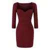 Estilo Urbano Celebridad de Internet Sexy Escote Bajo Ceñido Midi Falda Bodycon Adelgazante Vestido de Punto