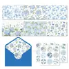 Cartão de Cumprimentos Hk111 Floral Azul, Envelope para Cartão de Cumprimentos para Adultos e Crianças, Adesivo de Cartão de Presente Hortênsia