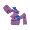 Decorações de tamanco com tema roxo, cogumelos de desenho animado, borboletas, flores, acessórios de sapato DIY, fivelas de sapato de borracha macia em PVC, exclusivamente para vendas transfronteiriças
