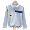 Camisetas de Manga Longa para Meninos do Ensino Fundamental, Roupas 100% Algodão para Primavera e Outono, Camisas Polo Médias e Grandes para Crianças, Tops de Outono para Meninos