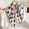 Pañuelo Cuadrado Pequeño de Flor de Peonía con Lunares Blancos, Pañuelo de Algodón y Lino de Seda para Mujer, Pañuelo de Cuello de Alta Gama, Pañuelo para Habitación con Aire Acondicionado, Chal Delgado