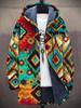 Estación Independiente Nuevo Riesgo Cero Otoño e Invierno Estampado Digital Cremallera Con Capucha Algodón Chaqueta Tweed Forro Largo Azul Marino