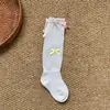 Calcetines para Niñas, Calcetines de Malla Finos de Verano, Calcetines Dulces de Media Pantorrilla para Niños con Lazo, Calcetines para Bebés