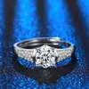Anillo de Moda Transfronterizo para Mujer con Montura de Cuatro Garras Plata 925 Anillo de Diamante Mosan Anillo de Boda Romántico Elegante Coreano