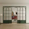 Puerta corredera de tres eslabones, sistema perfecto retro estilo francés para cocina, dormitorio, balcón, puerta divisoria de sala de estar, puerta corredera de aleación de aluminio