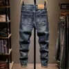 Jeans rasgados de alta costura para hombre, nueva marca de moda otoño 2026, elegantes y únicos, con parches, elásticos, corte ajustado, pantalones pitillo