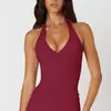Top Halter Transfronterizo de Cuello en V con Espalda Cruzada y Almohadillas Fijas en el Pecho, Camiseta sin Mangas de Yoga para Mujer, Top Deportivo de Espalda Hermosa para Fitness
