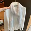 Bufanda texturizada de algodón y lino cálida, elegante y versátil para otoño e invierno para mujer, chal extralargo, calentador de cuello delgado