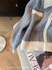 Chaqueta de punto con cremallera contrastante en gris y blanco y solapas para mujer, estilo perezoso, suave y ceroso, cárdigan suéter Otoño e Invierno 2023