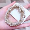 Cuerda para el cabello color caramelo para niña con cuentas de perlas, moda personalizada, pulsera tejida pura hecha a mano, anillo para el cabello de doble uso, accesorios para el cabello