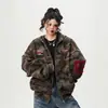Moletom Cardigan Camuflado Americano High Street Transfronteiriço para Homens e Mulheres Casais Primavera Retro Tendência Marca Solto Casual Jaqueta com Capuz