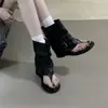 Hebilla de Cinturón que Aumenta la Altura Interior Sandalias de Tanga Estilo Francés 2026 Verano Nuevas Botines Cortos de Gamuza con Punta Redonda para Adultos
