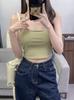 Top Sexy Temperamento Puro Desejo com Alça no Pescoço e Alça de Costas com Bojo Fixo Copo Fixo Curto Menina Quente Modelagem Justa Emagrecedor Costas Bonitas