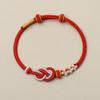 Novo nó chinês de oito caracteres tecido à mão, nó chinês étnico, pulseira de flor de pêssego, contas da sorte, acessórios dourados, cordão de mão