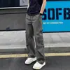 Pantalones cargo de paracaídas plisados de verano estilo callejero americano transfronterizos, pantalones casuales de pierna ancha y pierna curva de corte holgado de moda para hombre