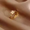 Anillo abierto ajustable de moda trébol hojas creativas anillo de personalidad temperamento celebridad de internet ins anillo de cola de anillo femenino