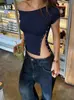 Camiseta Curta de Manga Curta Slim Fit Transfronteiriça para Mulheres, Novo Estilo Coreano, Estilo Europeu e Americano, Top Curto da Moda Slim Fit Tendência para Mulheres