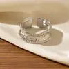 Anel Aberto Personalizado Estilo Metal Novo Estilo Europeu e Americano com Cravação Completa de Diamantes, Versão Larga Irregular, Anel Ajustável Exagerado
