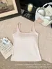 Camisole Básica Versátil de Algodão Puro com Listras para Mulheres, Decote U Pequeno, Almofadas no Peito, Amiga da Pele, Fashion, Lindo Design nas Costas