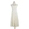 Vestido Camisola de Punto Hueco Desgastado Estilo Nuevo de Verano con Doble Cuello en V, Cintura Retorcida, Falda Larga Plisada de Corte A Adelgazante Venta al por Mayor