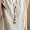 Colgante de Resina Estilo Bohemio Nuevo Retro Chino Cuerda Trenzada Irregular Cadena para Suéter Simple de Tirar Collar Largo