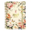 Agenda A5 con espiral, de página diaria, para oficina, con atractivo diseño floral, para Amazon transfronterizo, en inglés