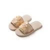 Pantuflas de Colores Caramelo con Lentejuelas para Mujer, Estilo Europeo y Americano Simple, para Interiores del Hogar, para Todas las Estaciones, de Algodón y Lino