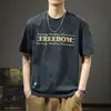 Nueva Camiseta de Manga Corta Estilo Americano para Hombre Verano 2025, Marca de Tendencia, Camiseta Casual Holgada de Manga Media Delgada para Hombre